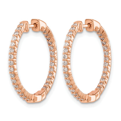 14k Gold Lab Grown Diamond Round In and Out Hoop Earrings