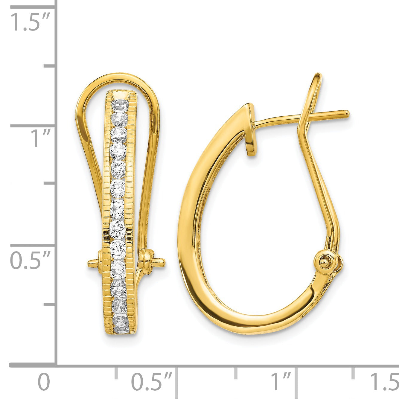 14K Yellow Gold Lab Grown Diamond Fashion Hinged Hoop Earrings 1 Ct