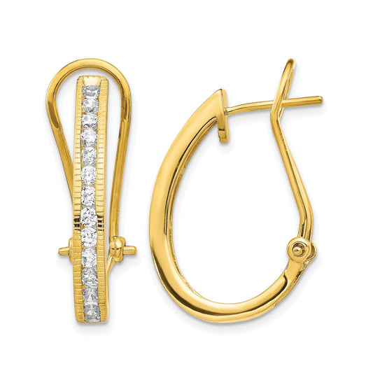 14K Yellow Gold Lab Grown Diamond Fashion Hinged Hoop Earrings 1 Ct
