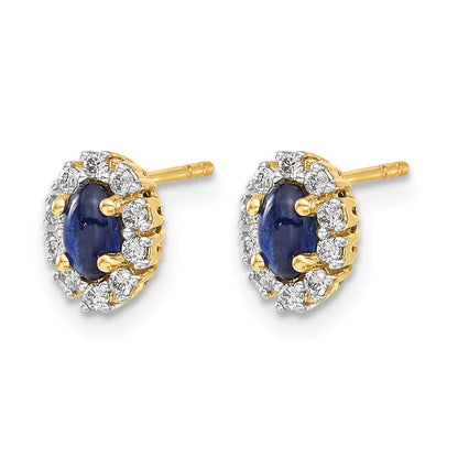 14K White Gold Lab Grown Diamond Oval Sapphire Halo Earrings 0.2 Ct.