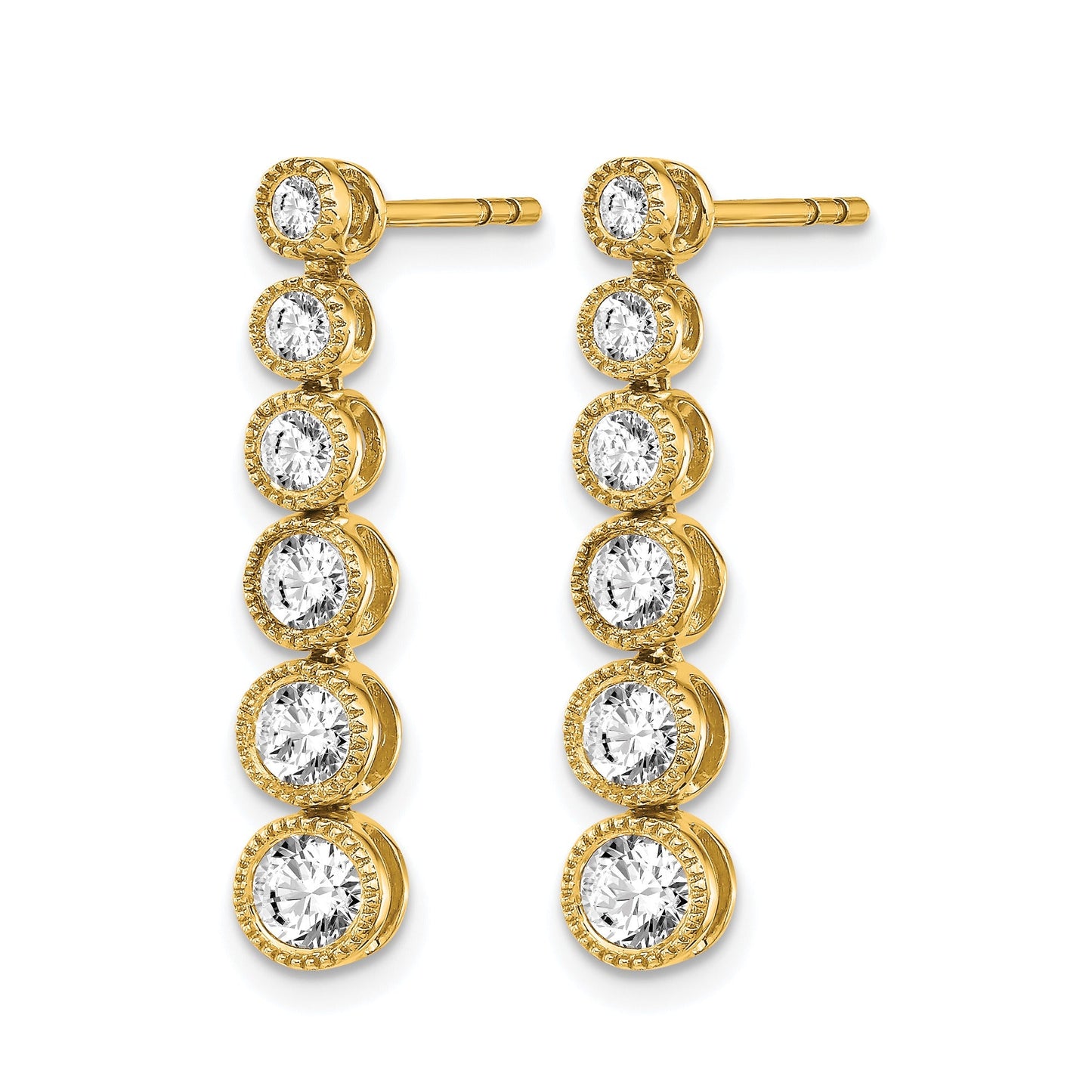 14K Gold Lab Grown Diamond Graduated Dangle Post Earrings