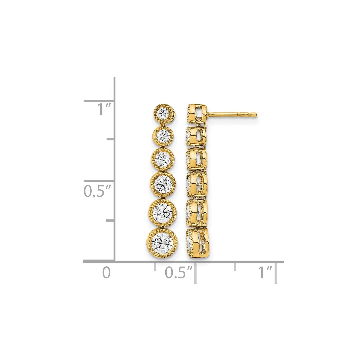 14K Gold Lab Grown Diamond Graduated Dangle Post Earrings