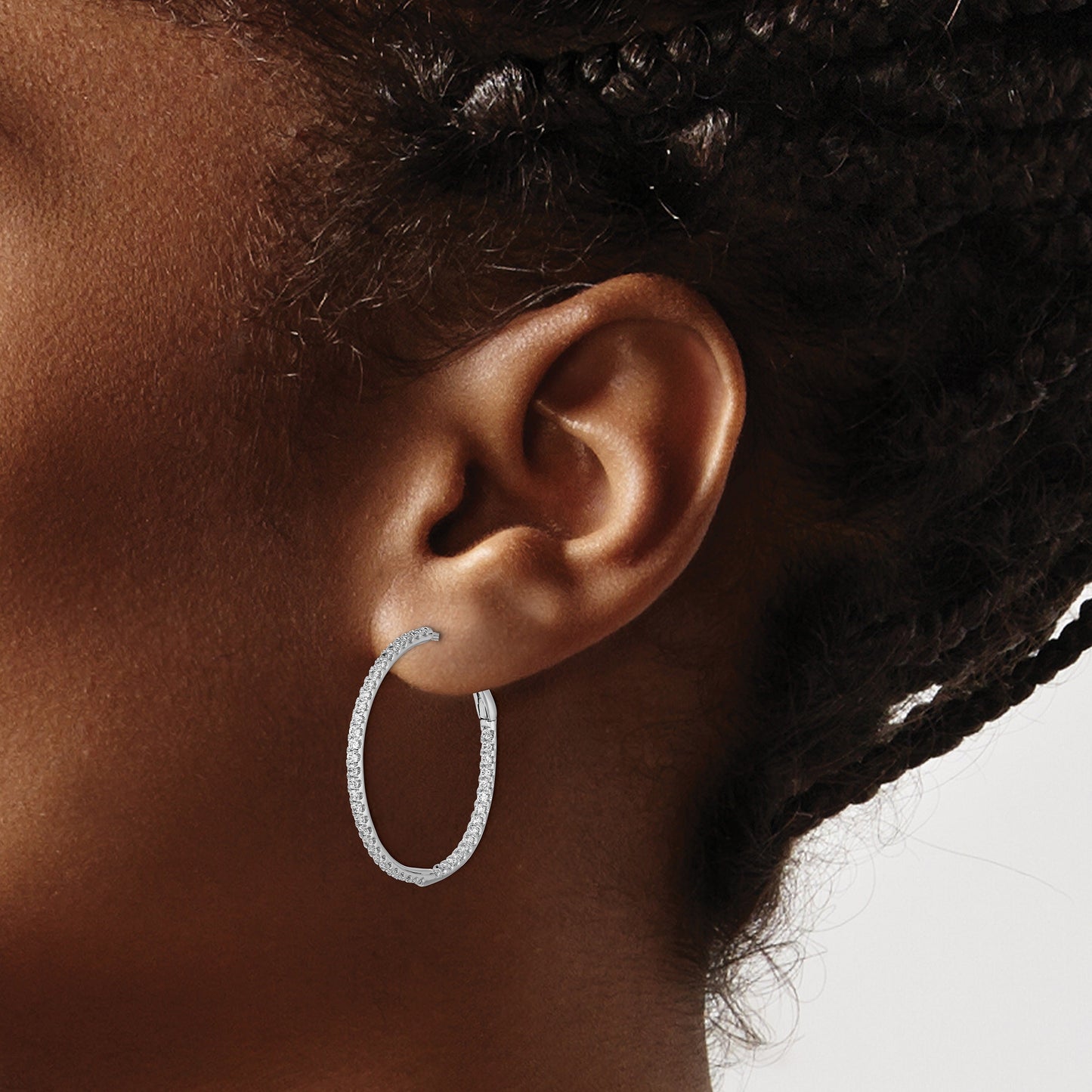 14k Gold Lab Grown Diamond Hoop Earrings