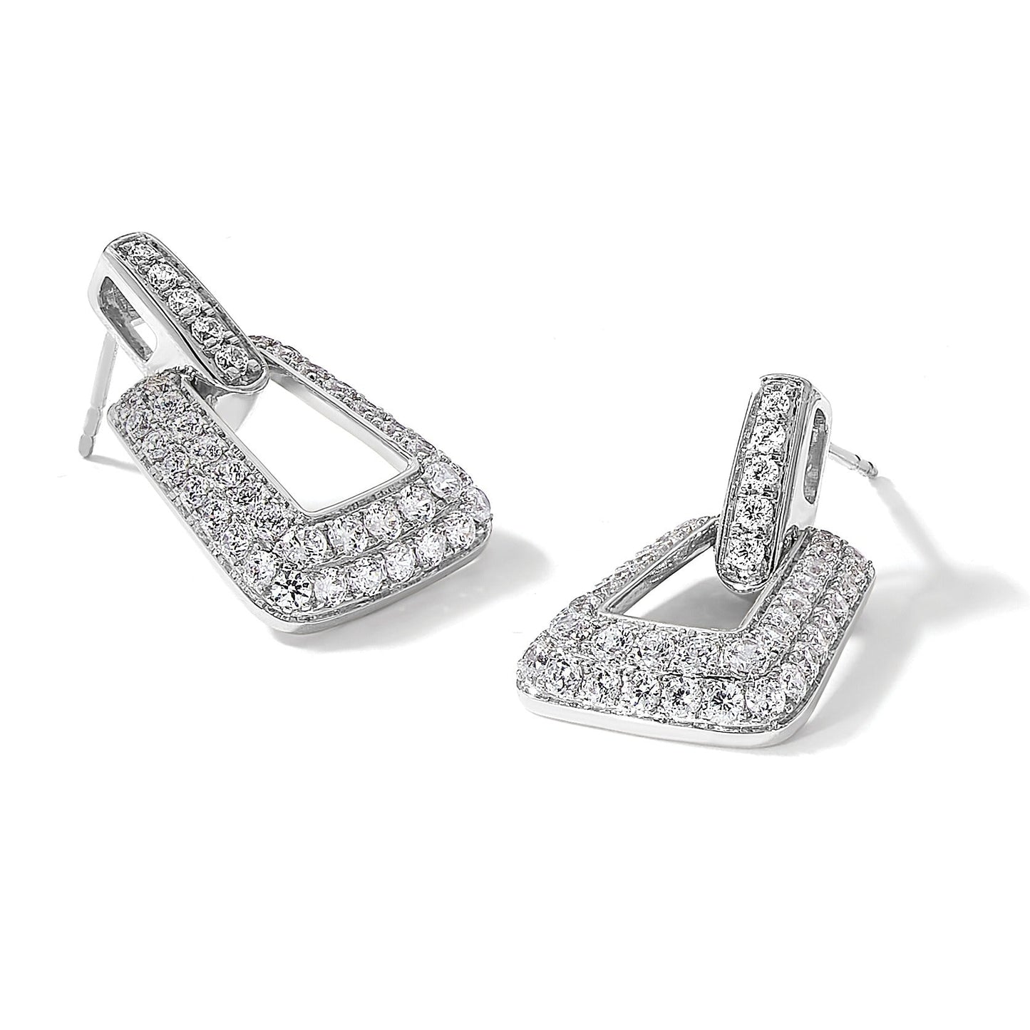 14K White Gold Lab Diamond Dangle Post Earrings
