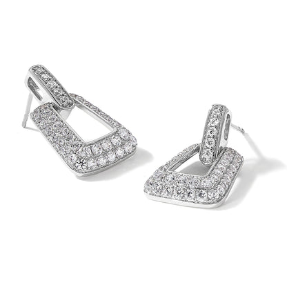 14K White Gold Lab Diamond Dangle Post Earrings
