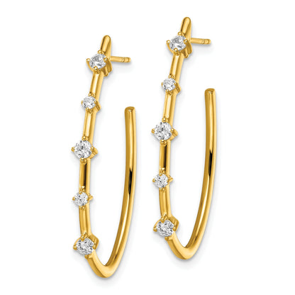 14K Gold Lab Grown Diamond Post J Hoop Earrings