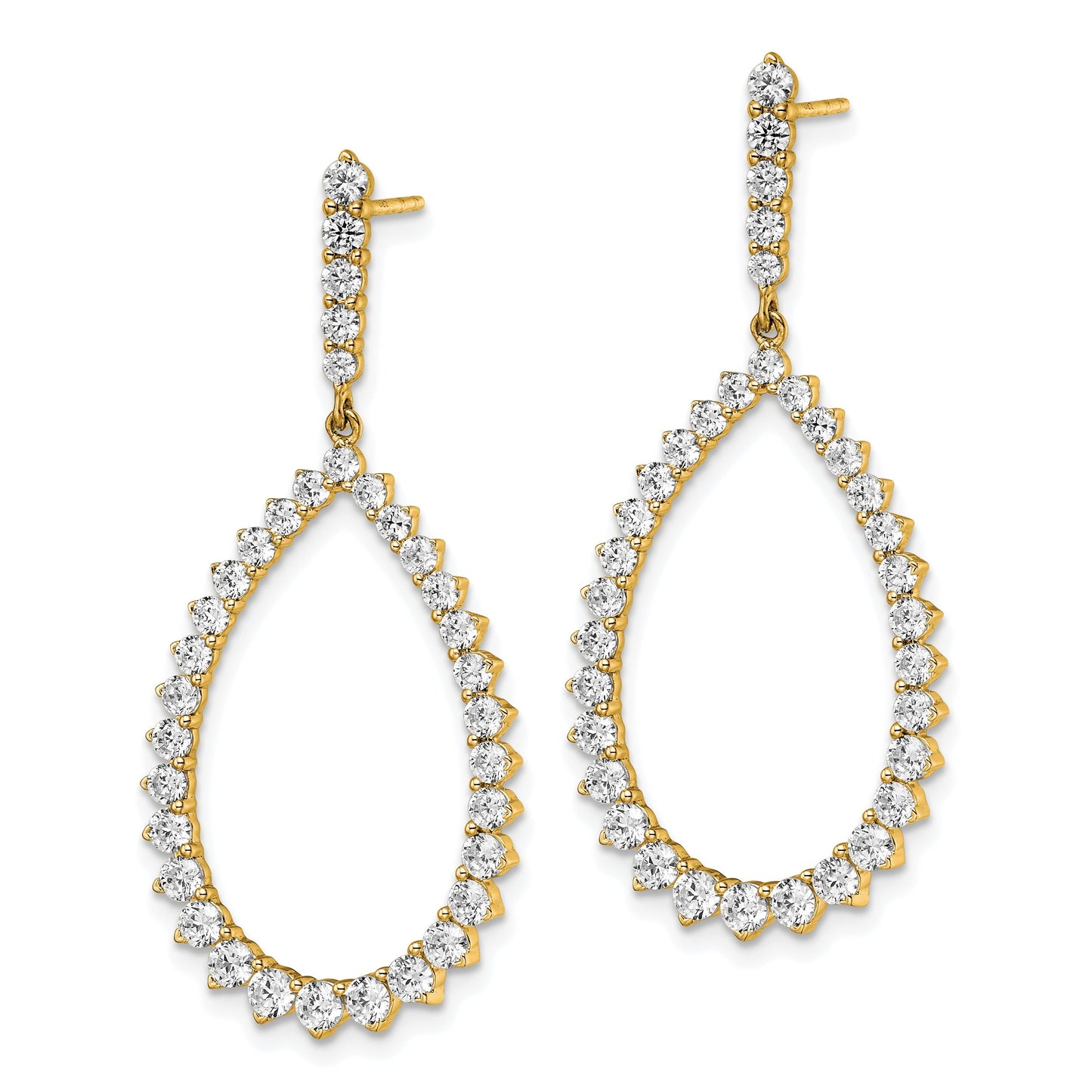14K Gold 3 ct Lab Grown Diamond Dangle Earrings