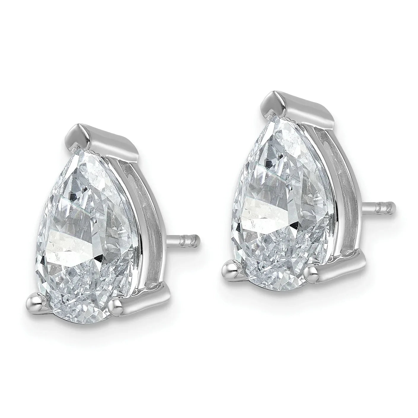 14K Gold Lab Grown Diamond Pear Three Prong Stud Earrings