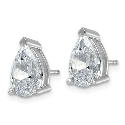 14K Gold Lab Grown Diamond Pear Three Prong Stud Earrings