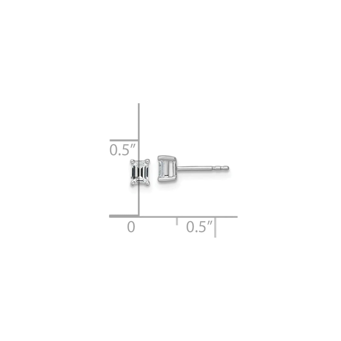 14K Gold Lab Grown Diamond Emerald Cut Four Prong Stud Earrings