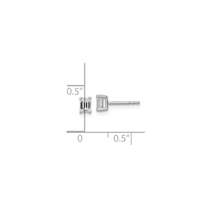 14K Gold Lab Grown Diamond Emerald Cut Four Prong Stud Earrings