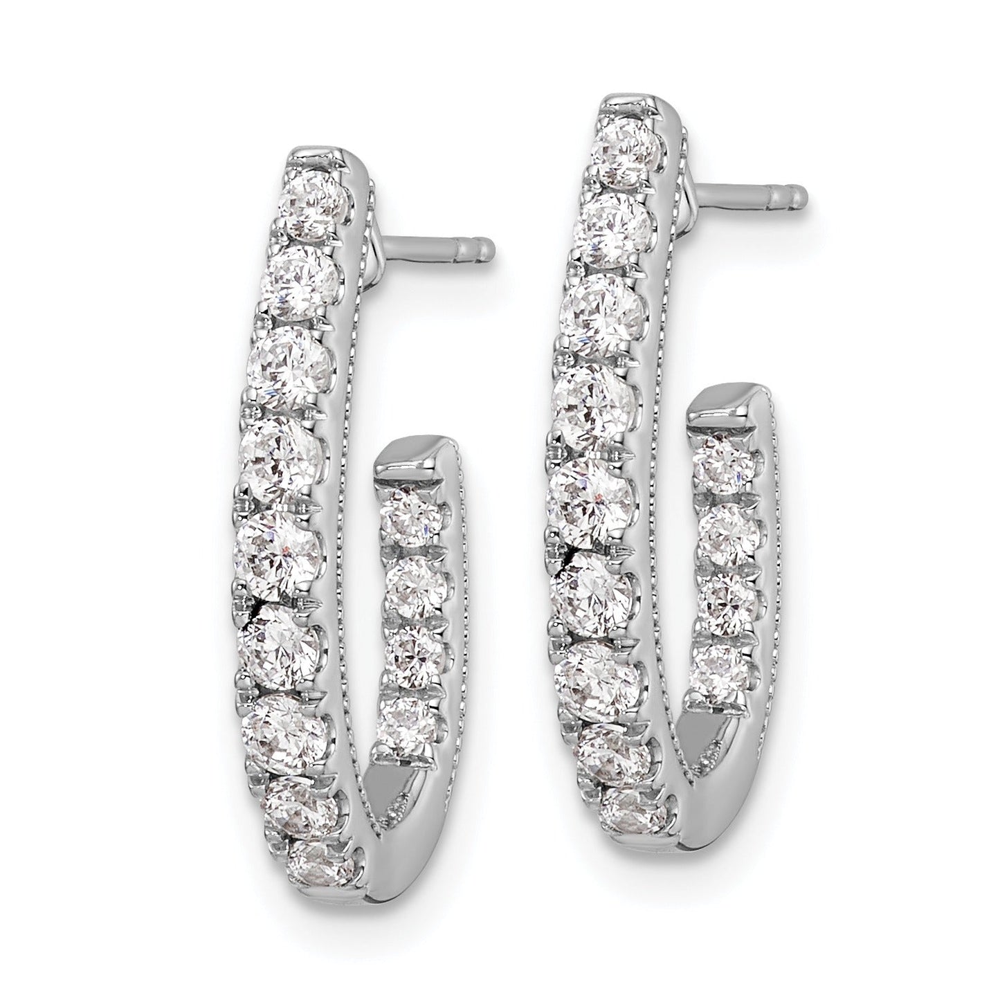 14K White Gold Lab Grown Diamond In and Out J-Hoop Earrings