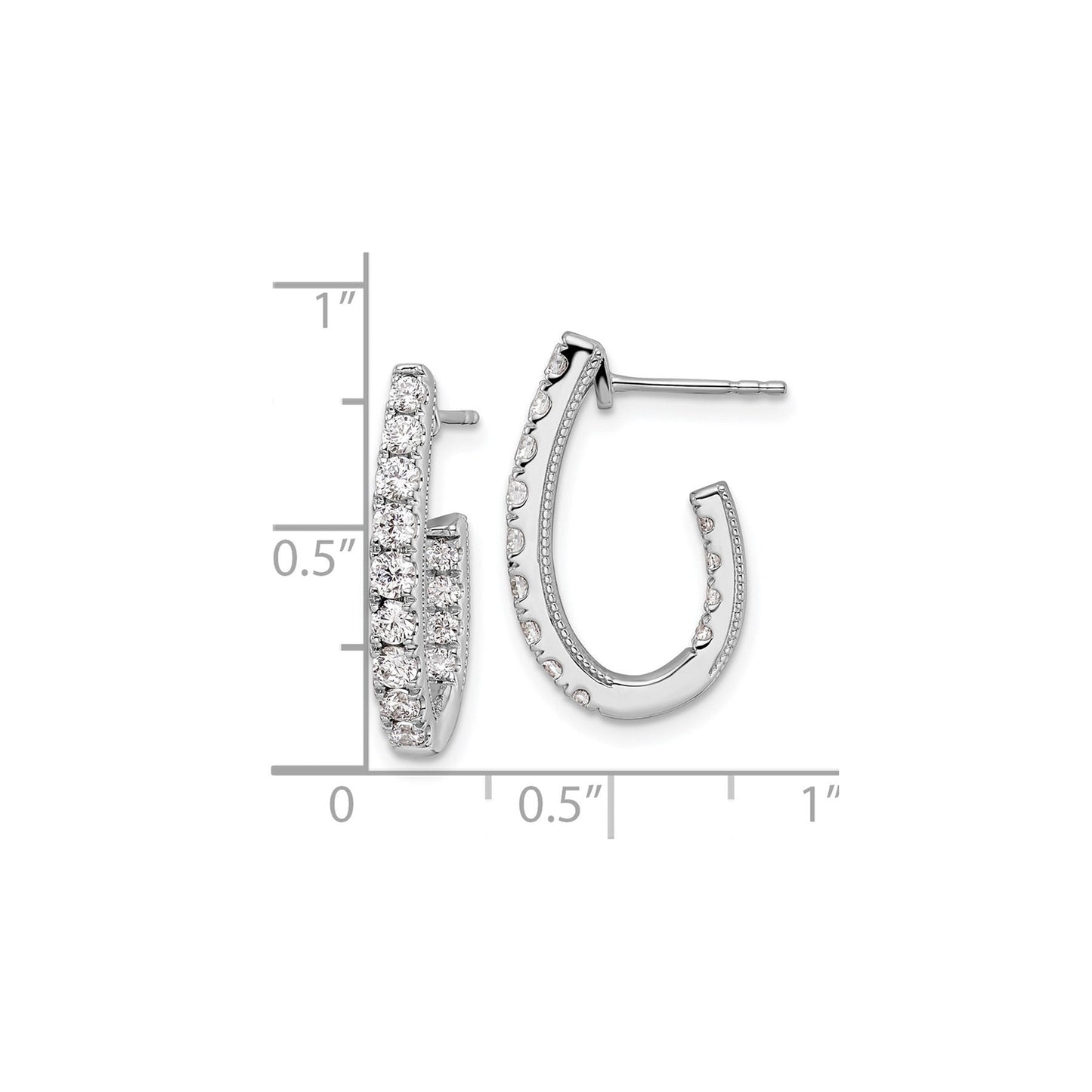 14K White Gold Lab Grown Diamond In and Out J-Hoop Earrings