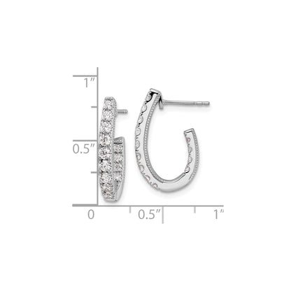14K White Gold Lab Grown Diamond In and Out J-Hoop Earrings