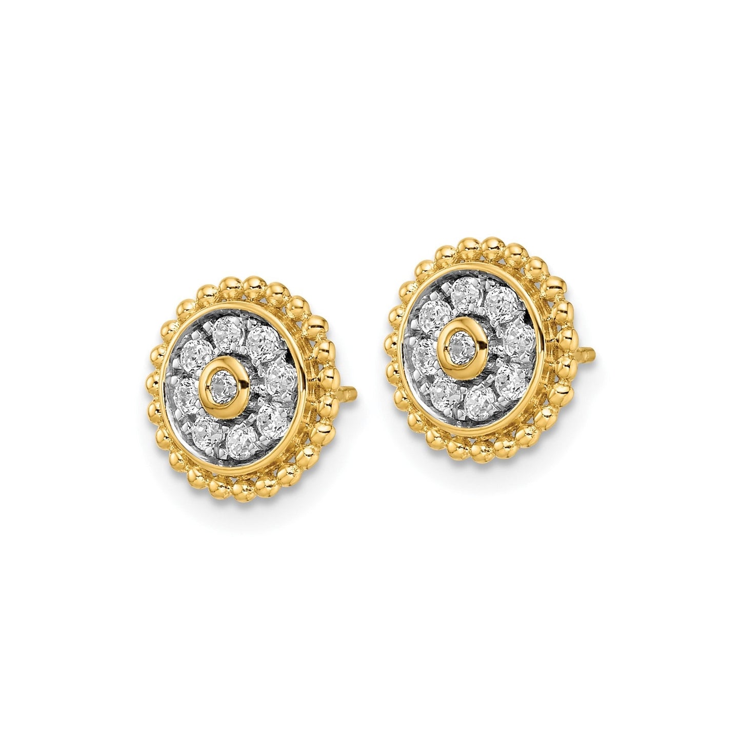14K Yellow Gold Lab Grown Diamond Circle Post Stud Earrings 0.33 Ct