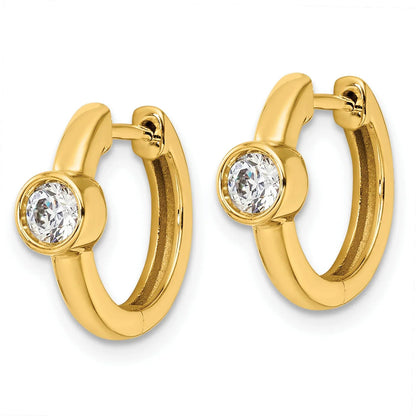 14K Gold Lab Grown Diamond Hinged Hoop Earrings
