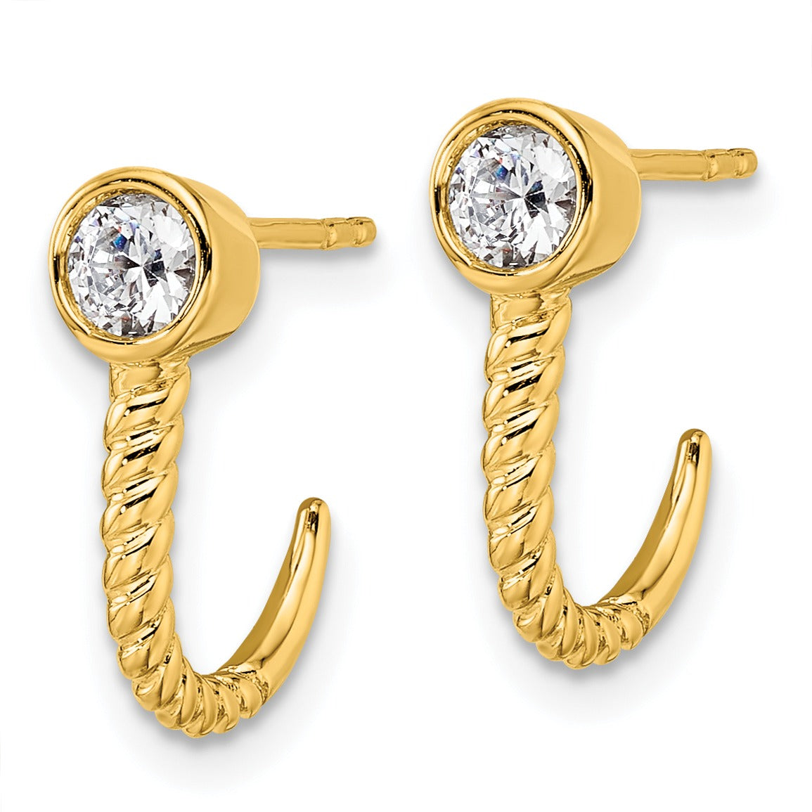 Lab Grown Diamond J-Hoop Earrings 14k Gold