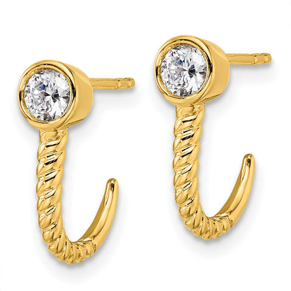 Lab Grown Diamond J-Hoop Earrings 14k Gold