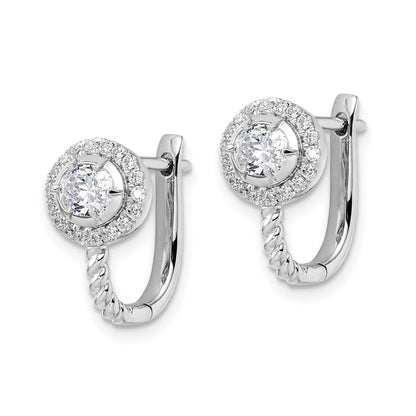 14k White Gold Lab Grown Diamond Circle Hinged Hoop Earrings