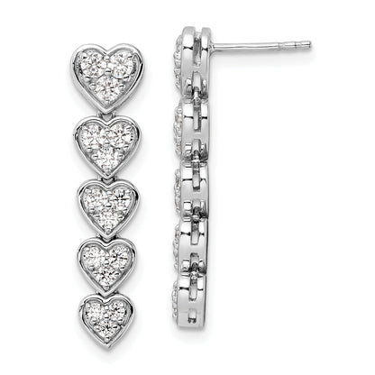 14K Gold Lab Grown Diamond Heart Dangle Post Earrings