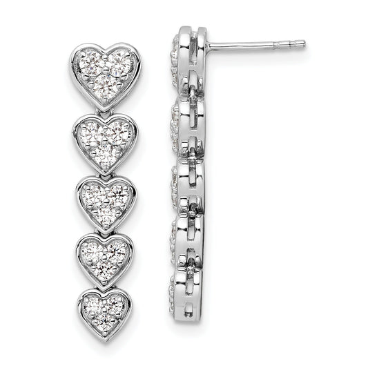 14K Gold Lab Grown Diamond Heart Dangle Post Earrings