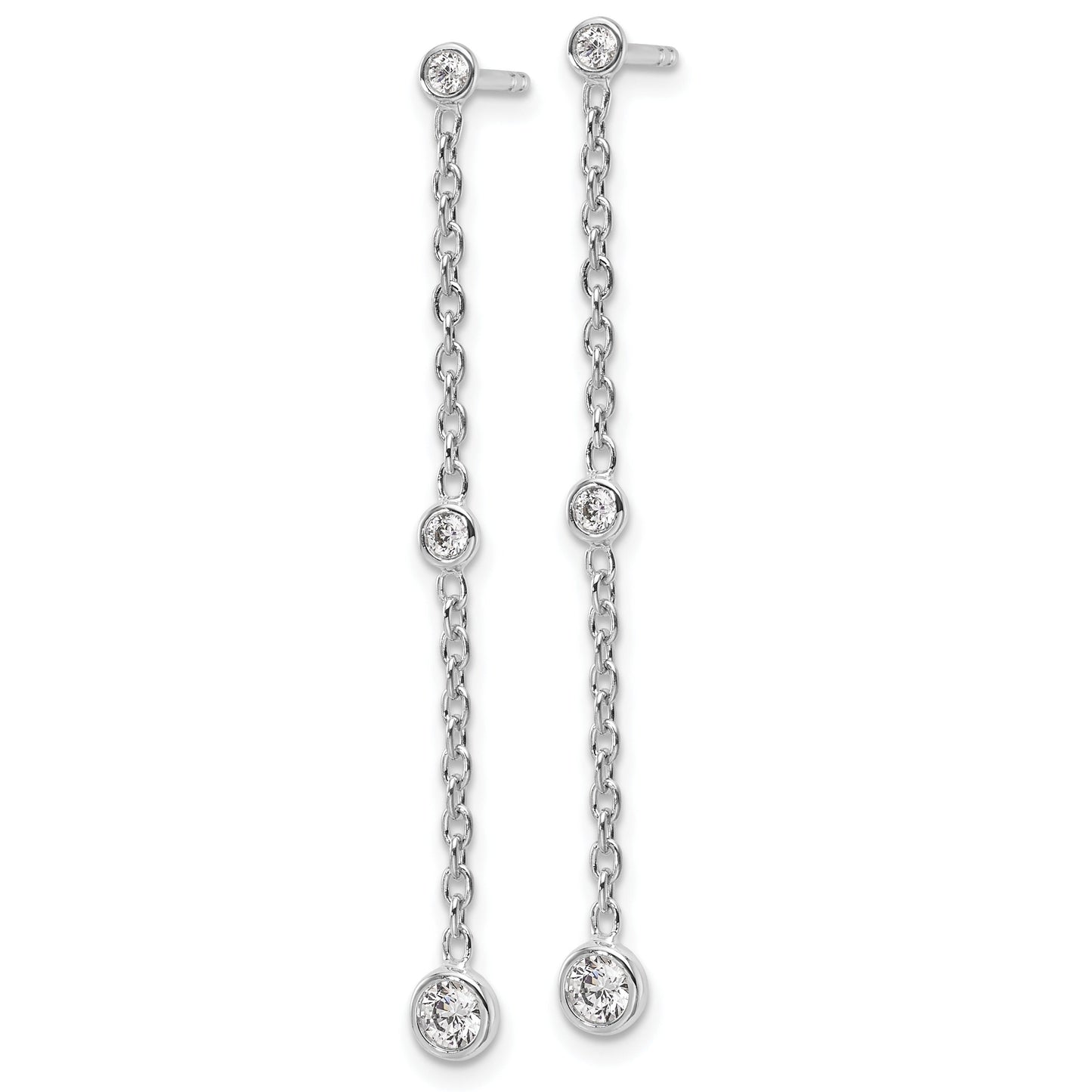 14K Gold Lab Diamond Graduated Dangle Hanging Earrings
