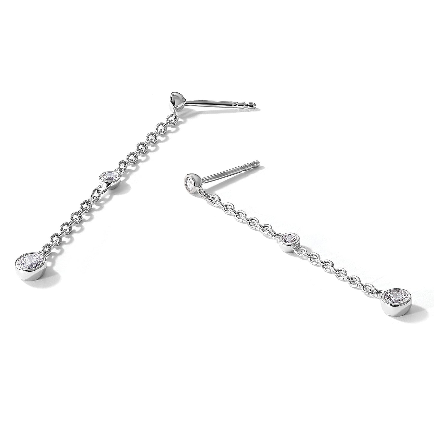 14K Gold Lab Diamond Graduated Dangle Hanging Earrings