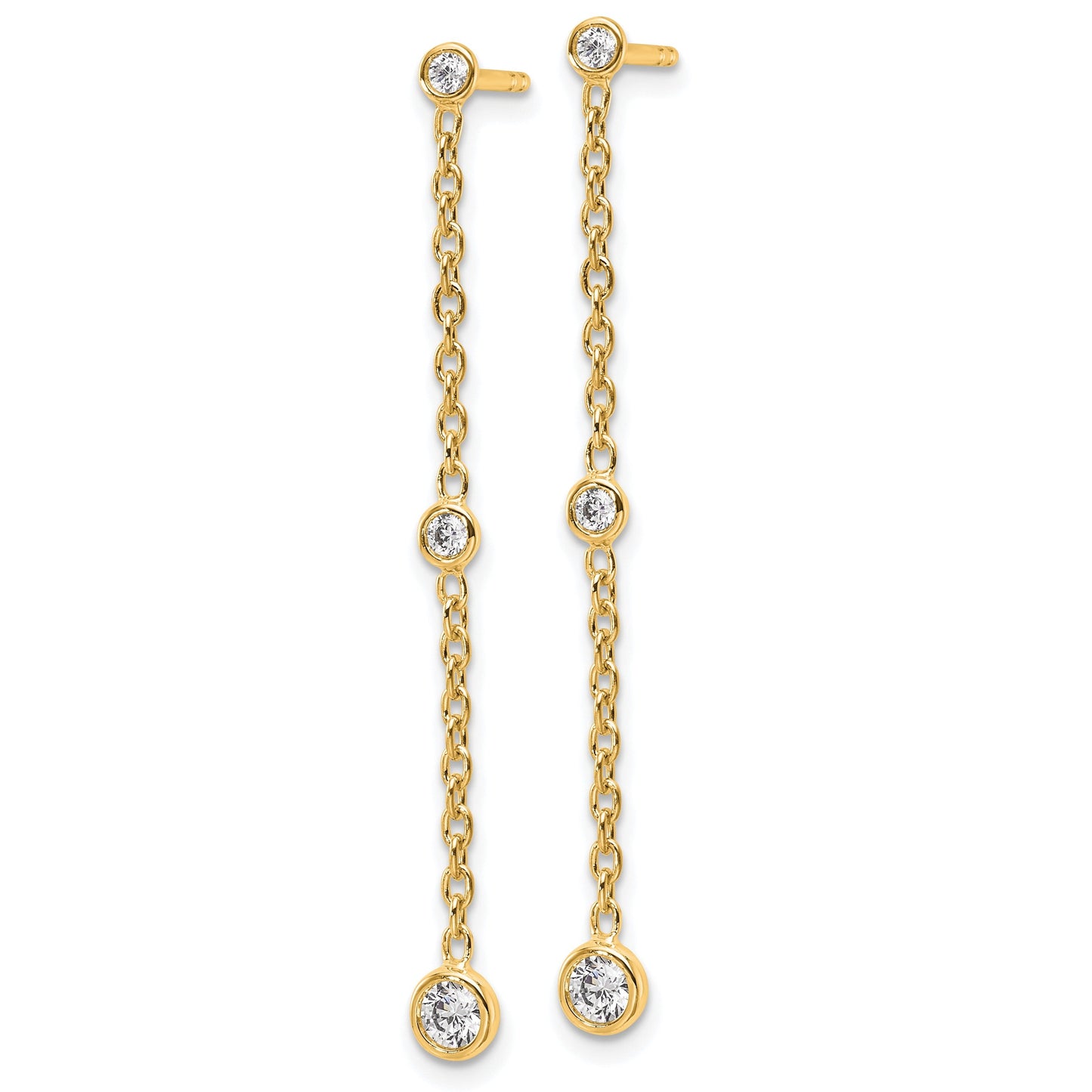 14K Gold Lab Diamond Graduated Dangle Hanging Earrings