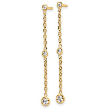 14K Gold Lab Diamond Graduated Dangle Hanging Earrings