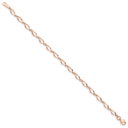 14k Rose Gold Twisted Infinity Elongated Link Lobster Clasp Chain Bracelet
