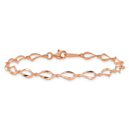 14k Rose Gold Twisted Infinity Elongated Link Lobster Clasp Chain Bracelet