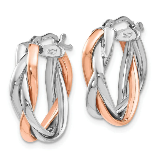 Braided 14K Gold Hinged Hoop Earrings