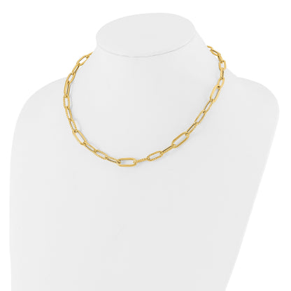 18 inch Fancy Paperclip Link Chain Necklace 14K Yellow Gold