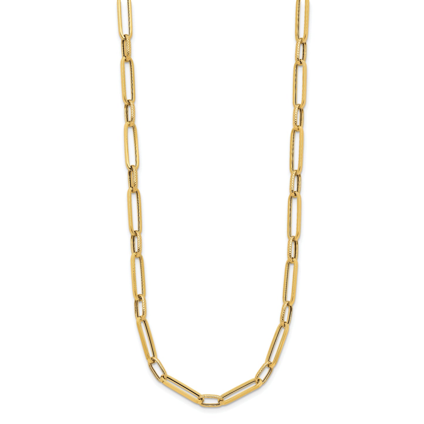 14K Yellow Gold Fancy Link Chain Necklace 17.5 inch