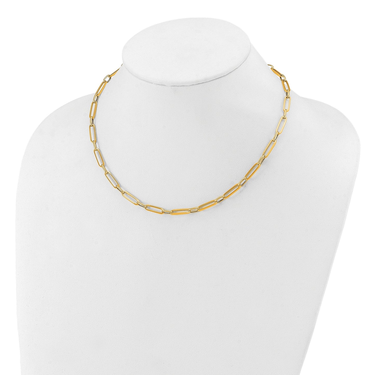 14K Yellow Gold Fancy Link Chain Necklace 17.5 inch