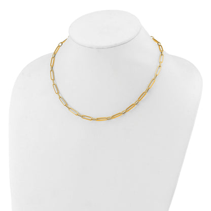 14K Yellow Gold Fancy Link Chain Necklace 17.5 inch