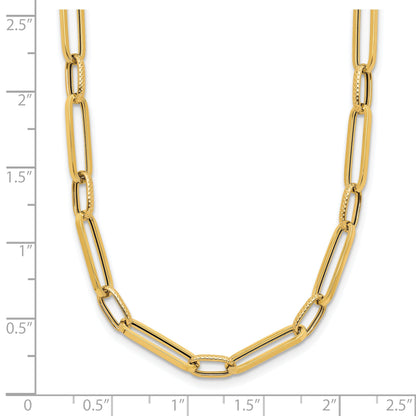 14K Yellow Gold Fancy Link Chain Necklace 17.5 inch