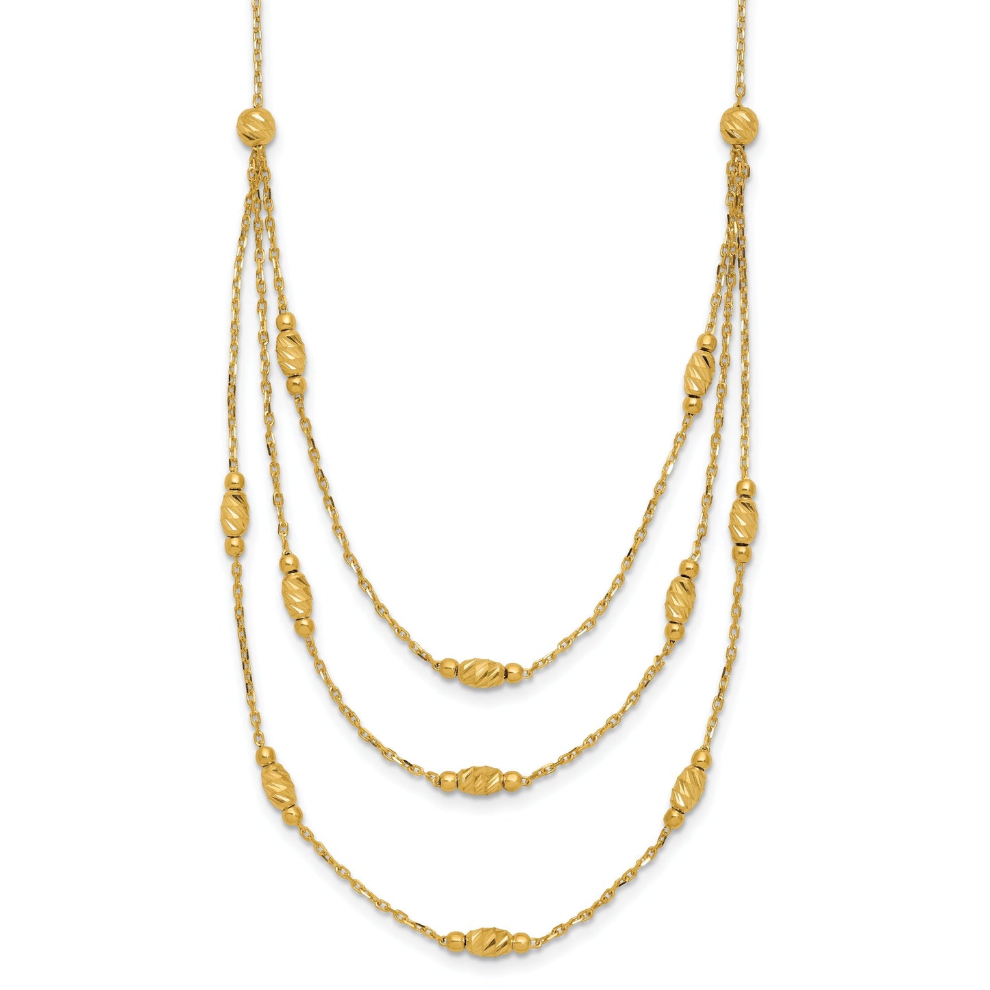 Diamond-Cut Beaded 14K Gold Polished Layered Necklace