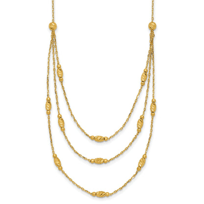 Diamond-Cut Beaded 14K Gold Polished Layered Necklace