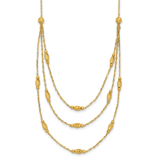 Diamond-Cut Beaded 14K Gold Polished Layered Necklace