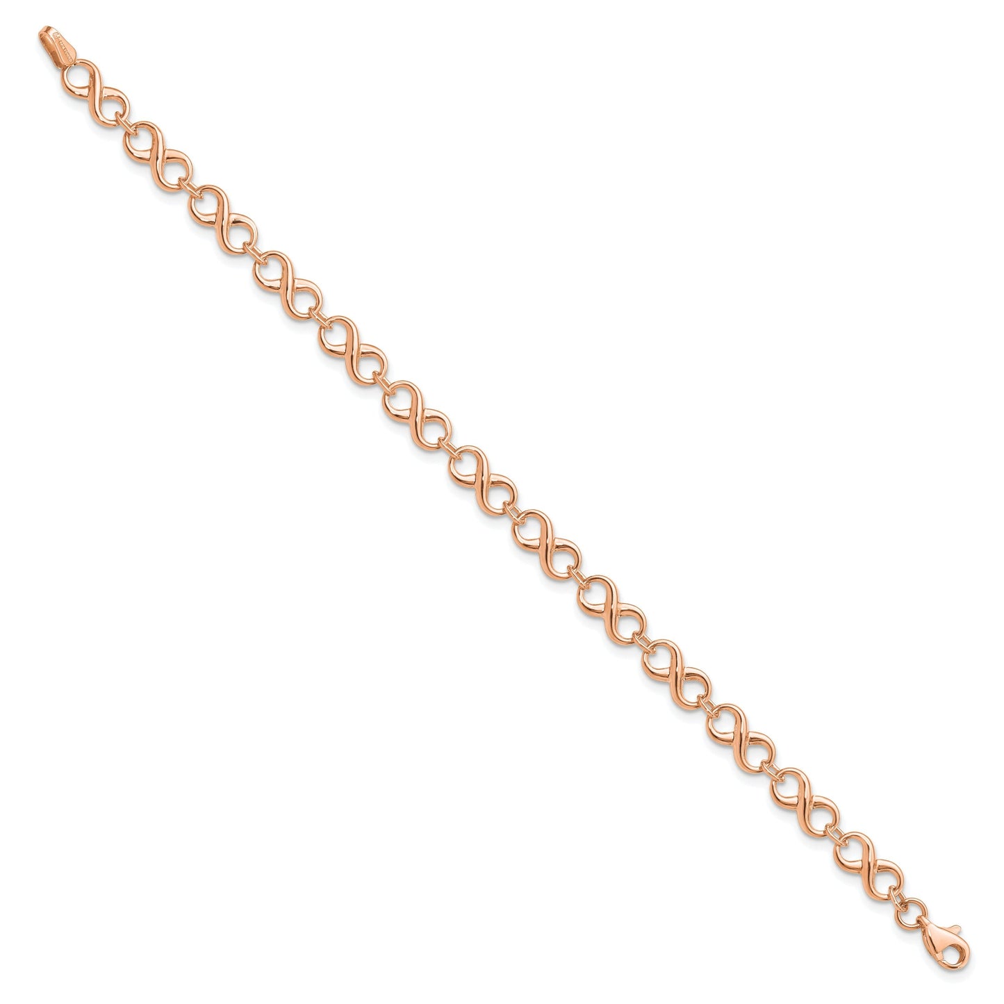 14k Rose Gold Infinity Figure-8 Link Lobster Clasp Chain Bracelet