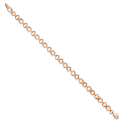 14k Rose Gold Infinity Figure-8 Link Lobster Clasp Chain Bracelet