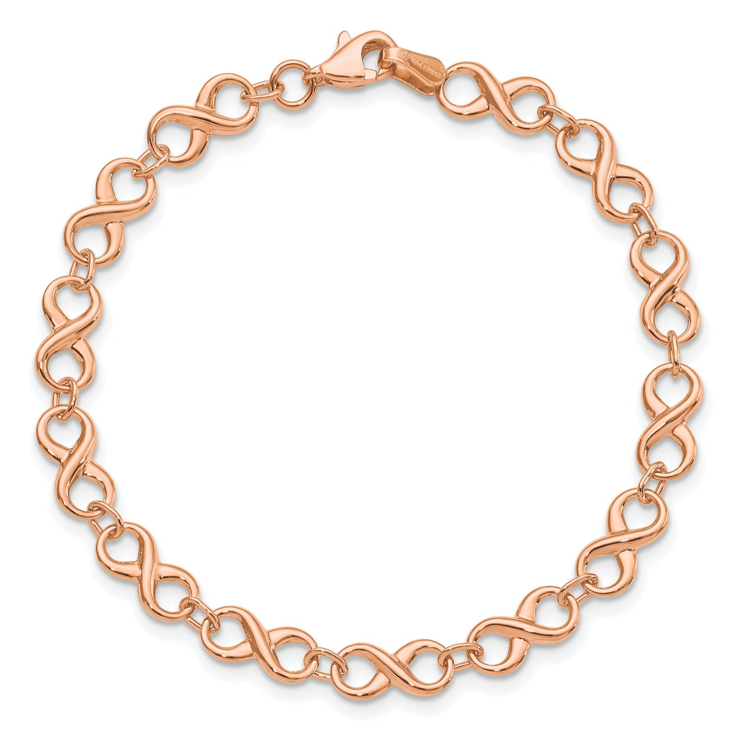 14k Rose Gold Infinity Figure-8 Link Lobster Clasp Chain Bracelet
