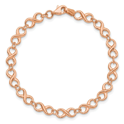 14k Rose Gold Infinity Figure-8 Link Lobster Clasp Chain Bracelet