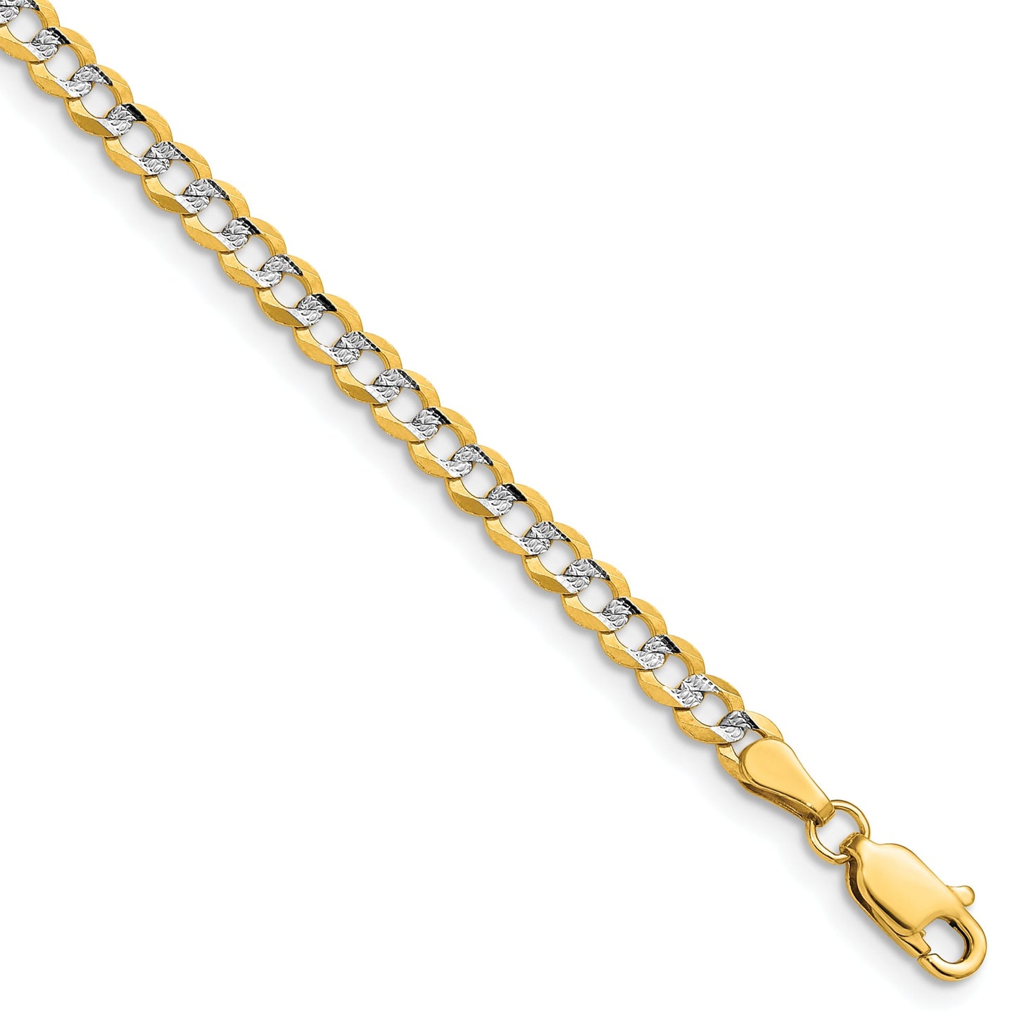 14K Gold Lightweight Rhodium Pavé Cuban Chain