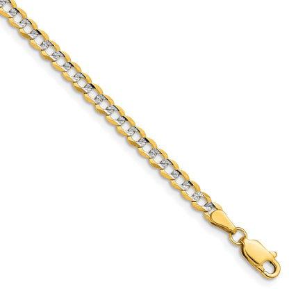 14K Gold Lightweight Rhodium Pavé Cuban Chain