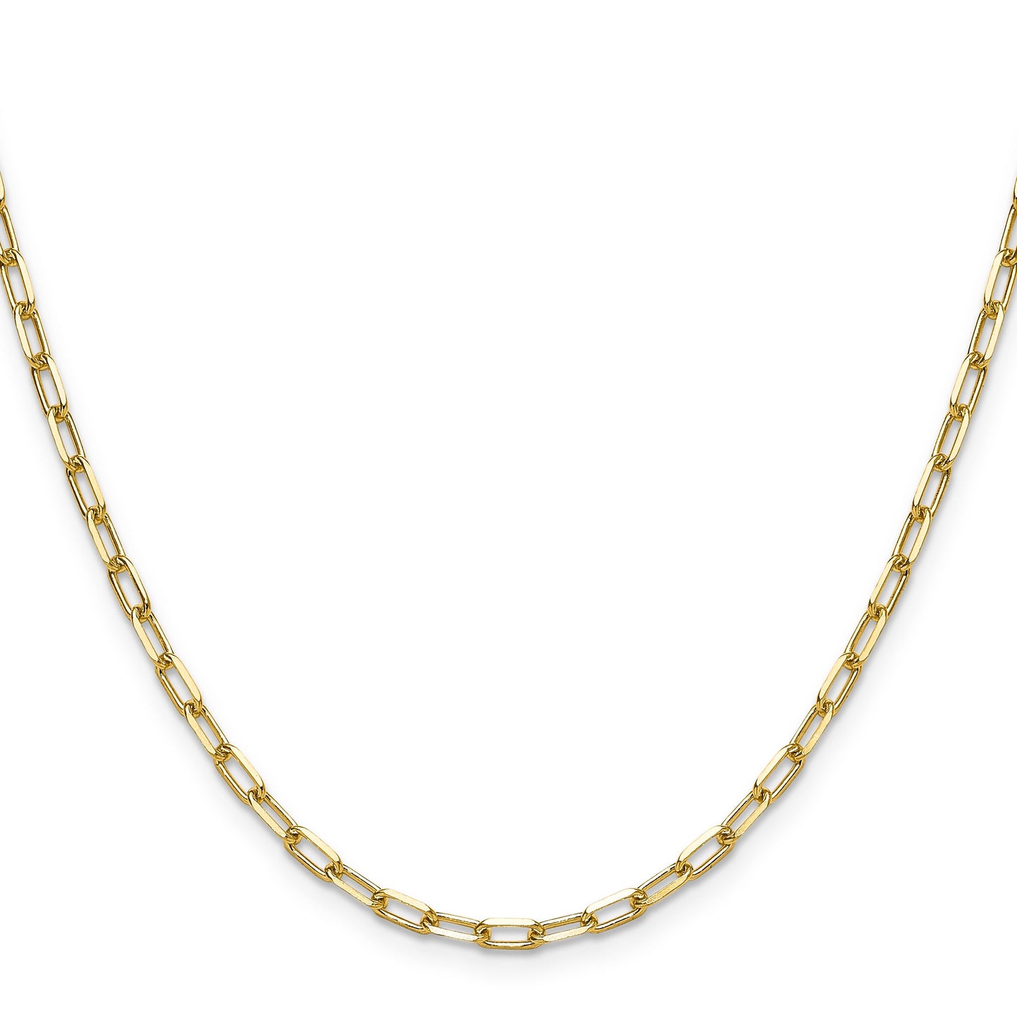 3 mm Solid Beveled Paperclip Chain 14k Yellow Gold