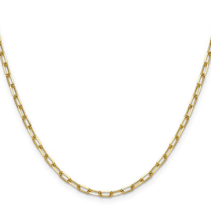 3 mm Solid Beveled Paperclip Chain 14k Yellow Gold