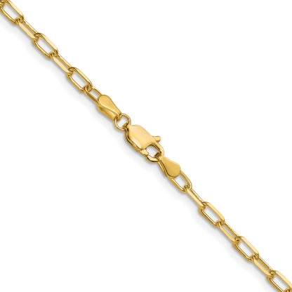 3 mm Solid Beveled Paperclip Chain 14k Yellow Gold