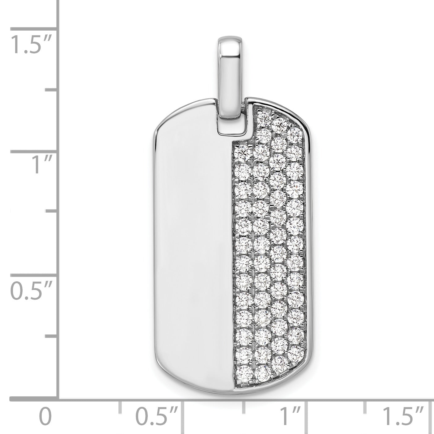 14K Gold  1 carat Lab Grown Diamond Dog Tag Pendant